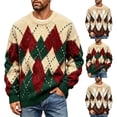 thumbnail image 1 of Zormilly Christmas Sweater Men Long Sleeve Crew Neck Cable Knit Sweaters Festival Holiday Oversized Fuzzy Pullover, S-3XL, 1 of 5
