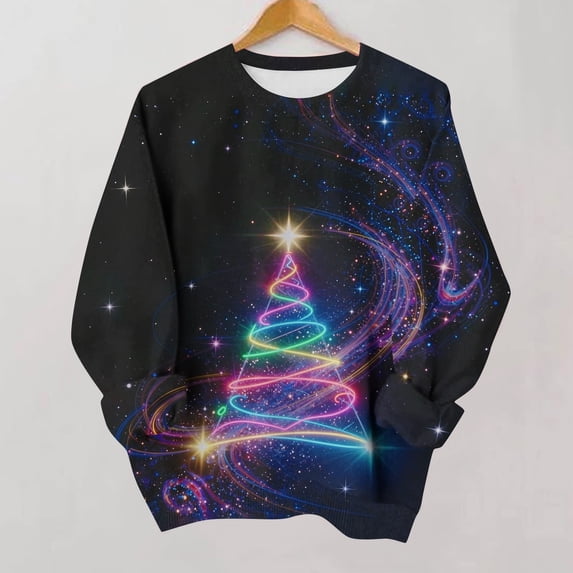 Zormilly Christmas Sweatshirts for Women Fleece Long Sleeve Crewneck Oversized Sweatshirt Printed Casual Pullover, S-2XL