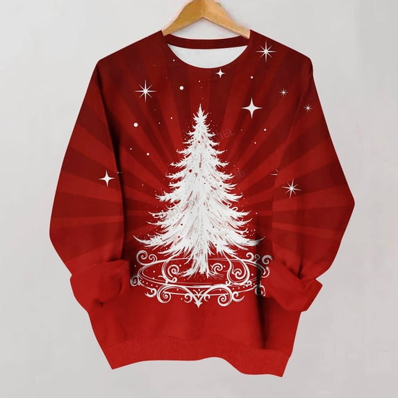 Zormilly Christmas Sweatshirts for Women Fleece Long Sleeve Crewneck Oversized Sweatshirt Printed Casual Pullover, S-2XL