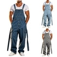 thumbnail image 1 of Zormilly Denim Overalls for Men Adjustable Straps Baggy Cargo Jeans Jumpsuits with Pockets Classic Denim Bib Overalls, M-2XL, 1 of 7