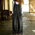 thumbnail image 1 of Zormilly Denim Overalls for Women Button Front Wide Leg Jeans Jumpsuits with Pockets Fashion Baggy Jeans Bib Overalls, S-3XL, 1 of 6