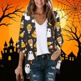 thumbnail image 1 of Zormilly Halloween Cardigan Women Lightweight 3/4 Sleeve Open Front Long Cardigans Print Loose Casual Cardigans, S-2XL, 1 of 5