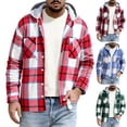 thumbnail image 1 of Zormilly Jackets for Men Long Sleeve Button Down Hooded Plaid Shirt Jacket with Pockets Brushed Soft Fall Outfits, S-3XL, 1 of 6