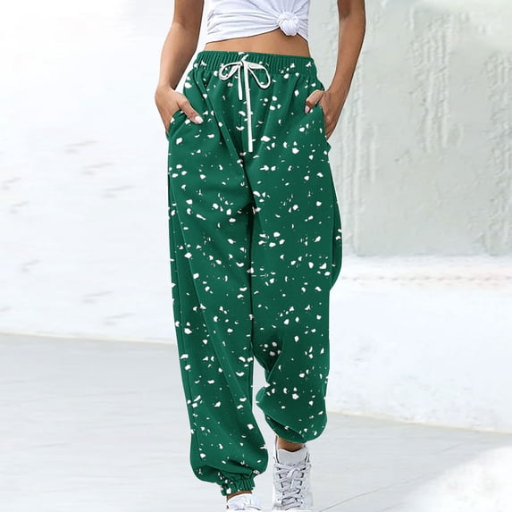 Zormilly Joggers for Women Elastic High Waisted Printed Cuffed Sweatpants with Pockets Drawstring Trendy Loose Pants, S-2XL