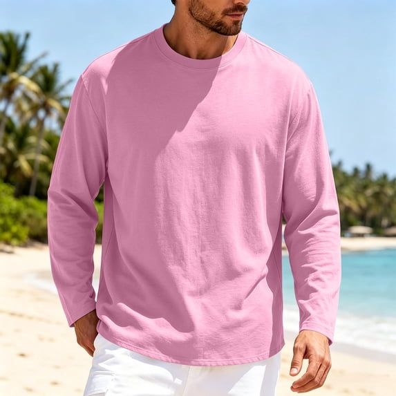 Zormilly Long Sleeve Shirts for Men Crew Neck Quick Dry Breathable Lightweight Shirts for Workout Outdoor Gym Running, S-3XL