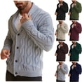 thumbnail image 1 of Zormilly Mens Cardigan Sweater Long Sleeve Shawl Collared Button Down Sweaters Cable Knit Cardigans Fall Outfits, S-2XL, 1 of 9