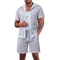 thumbnail image 1 of Zormilly Mens Loungewear Sets Short Sleeve Button Down Collared Shirts Shorts 2 Piece Summer Outfit Beach Vacation Sets, S-3XL, 1 of 8
