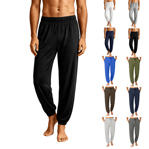 Zormilly Mens Pajama Pants Elastic Waist Lightweight Cuffed Lounge Pants with Pockets Soft Casual Pajama Bottoms, S-2XL
