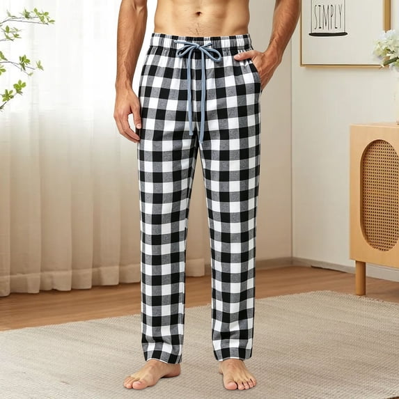 Zormilly Mens Pajama Pants Lightweight Baggy Plaid Lounge Pants Drawstring Comfy Checkered Pajama Bottoms, S-3XL
