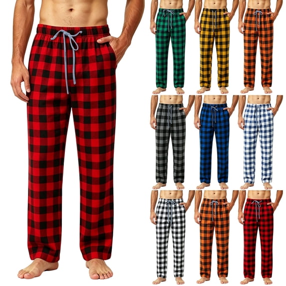 Zormilly Mens Pajama Pants Lightweight Baggy Plaid Lounge Pants Drawstring Comfy Checkered Pajama Bottoms, S-3XL