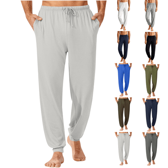 Zormilly Mens Pj Pants Elastic Waist Soft Lounge Joggers with Pockets Drawstring Lightweight Comfy Sleepwear, S-3XL