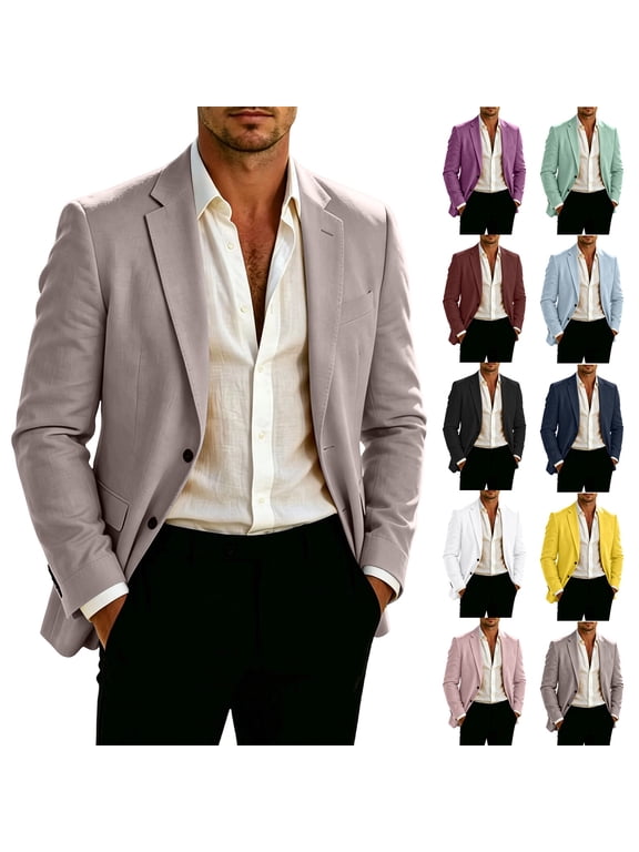Mens Sport Coat Long Sleeve Lapel Collared Business Casual Blazer 2 Buttons Lightweight Suit Jackets, S-3XL