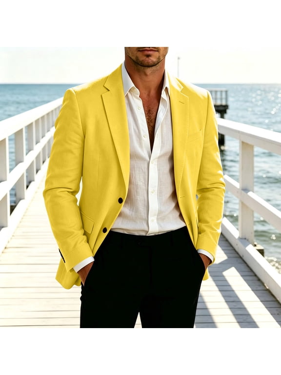Mens Sport Coat Long Sleeve Lapel Collared Business Casual Blazer 2 Buttons Lightweight Suit Jackets, S-3XL