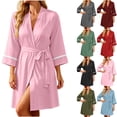 thumbnail image 1 of Zormilly Robes for Women 3/4 Length Sleeve V Neck Soft Nightgowns Casual Lightweight Shower Spa Nursing Sleepwear, S-2XL, 1 of 7