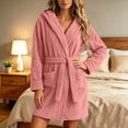 thumbnail image 1 of Zormilly Robes for Women Plush Fleece Long Hooded Nightgowns with Pockets Warm Fashion Casual Fluffy Soft Bathrobes,S-2XL, 1 of 7