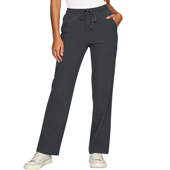 Zormilly Scrub Pants for Women Elastic High Waisted Stretchy Wide Leg Pants with Pockets Drawstring Loose Scrub Bottoms, S-2XL