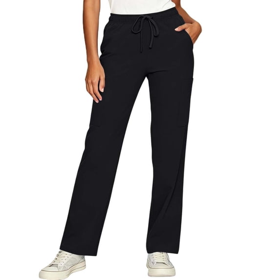 Zormilly Scrub Pants for Women Elastic High Waisted Stretchy Wide Leg Pants with Pockets Drawstring Loose Scrub Bottoms, S-2XL