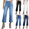 thumbnail image 1 of Zormilly Straight Leg Jeans for Women High Waisted Stretchy Wide Leg Denim Pants with Pockets Casual Cropped Jeans, S-2XL, 1 of 7