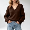 thumbnail image 1 of Zormilly Sweaters for Women Long Sleeve V Neck Soft Oversized Sweaters Winter Brushed Knit Tops, S-L, 1 of 8