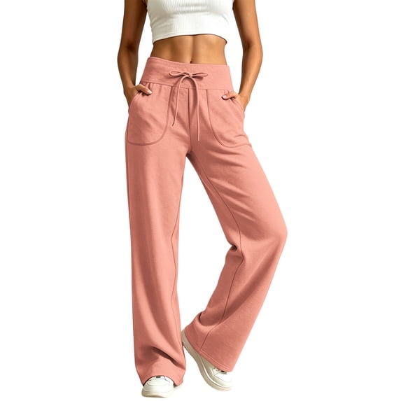 Zormilly Sweatpants Women Soft High Waisted Wide Leg Pants with Pockets Drawstring Casual Daily Straight Leg Trousers, S-3XL