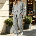 thumbnail image 1 of Zormilly Sweatsuits Women 2 Piece Outfit Button Down Jackets Straight Leg Sweatpants Fall Outfit Sets with Pockets, S-2XL, 1 of 5