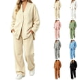 thumbnail image 1 of Zormilly Sweatsuits Women 2 Piece Outfit Button Down Jackets Straight Leg Sweatpants Fall Outfit Sets with Pockets, S-2XL, 1 of 5