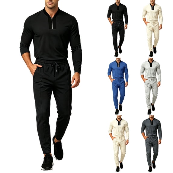 Zormilly Track Suits Mens Quarter Zip Pullover Elastic Waist Joggers Lounge Set with Pockets Casual Two Piece Outfits Sets, M-3XL