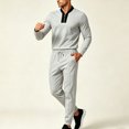 thumbnail image 1 of Zormilly Track Suits Mens Quarter Zip Pullover Elastic Waist Joggers Lounge Set with Pockets Casual Two Piece Outfits Sets, M-3XL, 1 of 5