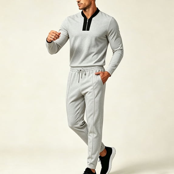 Zormilly Track Suits Mens Quarter Zip Pullover Elastic Waist Joggers Lounge Set with Pockets Casual Two Piece Outfits Sets, M-3XL
