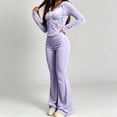thumbnail image 1 of Zormilly Velour Tracksuit Womens Fall Zip Up Hooded Jacket Elastic Waist Flare Pants 2 Piece Track Outfits, S-2XL, 1 of 6