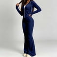 thumbnail image 1 of Zormilly Velour Tracksuit Womens Fall Zip Up Hooded Jacket Elastic Waist Flare Pants 2 Piece Track Outfits, S-2XL, 1 of 6
