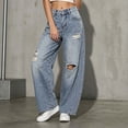 thumbnail image 1 of Zormilly Wide Leg Jeans for Women Low Rise Ripped Baggy Denim Pants with Pockets Classic Distressed Blue Jeans, S-XL, 1 of 6