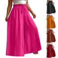 thumbnail image 1 of Zormilly Wide Leg Plus Size Pants for Women Elastic High Ruffle Waist Flowy Pants Drawstring Relaxed Loose Trousers, L-5XL, 1 of 6