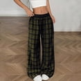 thumbnail image 1 of Zormilly Wide Leg Plus Size Pants for Women Plaid Elastic High Waisted Checkered Pants Drawstring Pockets Straight Pants, S-5XL, 1 of 8