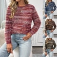 thumbnail image 1 of Zormilly Women's Sweaters Long Sleeve Crew Neck Fuzzy Striped Sweaters Fashion Casual Soft Knit Pullovers, S-XL, 1 of 9