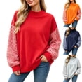thumbnail image 1 of Zormilly Women's Sweatshirt Fleece Long Sleeve Mock Neck Plaid Sweatshirt Fashion Oversized Winter Pullover, S-2XL, 1 of 6