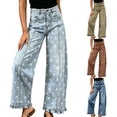 thumbnail image 1 of Zormilly Womens Wide Leg Jeans High Waisted Polka Dot Baggy Jeans with Pockets Ruffled Fashion Straight Leg Denim Pants, S-L, 1 of 5