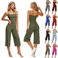 thumbnail image 1 of Zormilly Workout Sets for Women Spaghetti Strap Tank Top Wide Leg Capris Yoga Sets Stretch Soft Sport Sets, S-2XL, 1 of 9