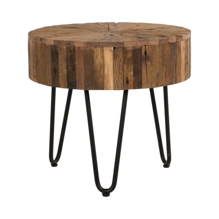 Zoro 22 " End Table Reclaimed Wood Hairpin Legs Brown and Black