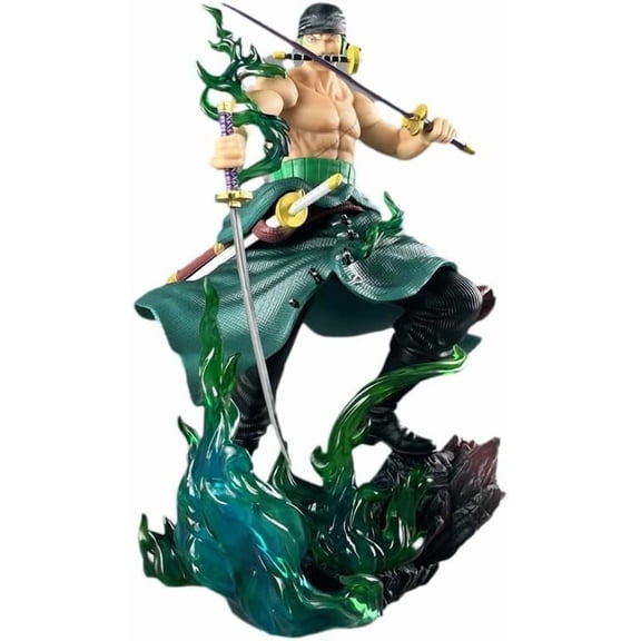 Zoro Figure Fighting Cross Dressing Roronoa Zoro Action Figures 32cm/12.6inch PVC Character Figurine Cosplay Model Collectible for Anime Fans Gift