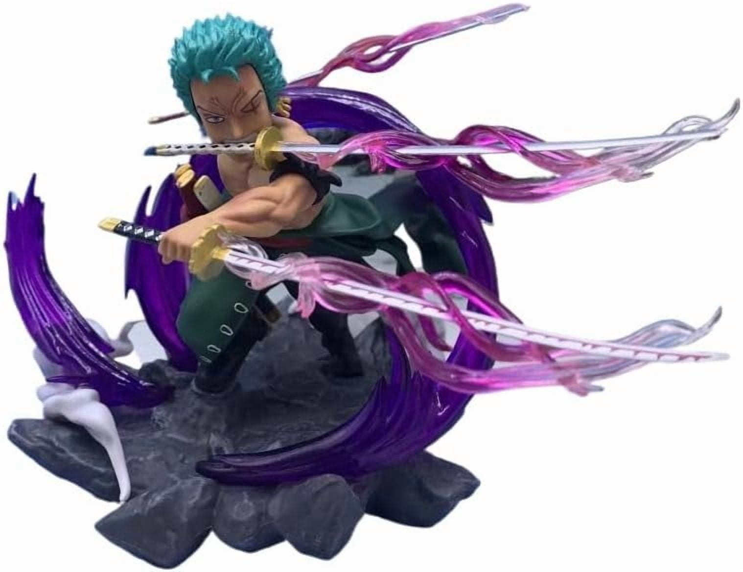 Zoro Figure Q Version Three Swords Zoro Anime Figures 17cm/6.7inch PVC Character Figurine Cosplay Model Collectible for Anime Fans Gift