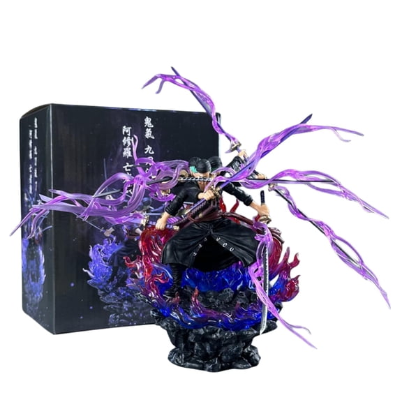 Zoro Large Figure,15in Anime Roronoa Zoro Three-Headed Six-Armed Asura Nine-Knife Flow PVC Figure Statue