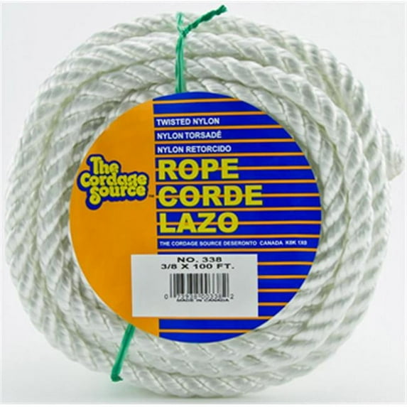 Zoro Select 338-WA Rope,100ft,Wht,580lb,Nylon