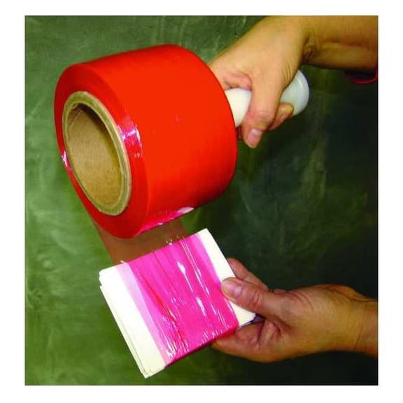 Stretch Wrap, 3" W x 1000 ft. L, 80 ga, Cast Style, Red, Standard Duty