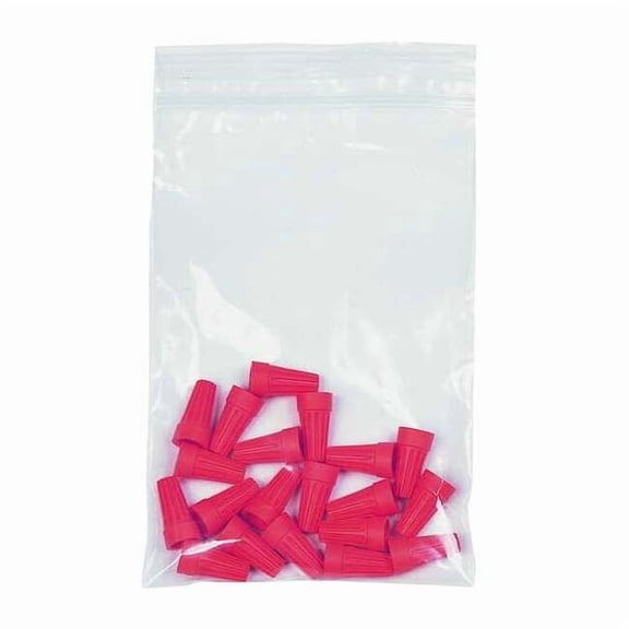 Reclosable Bag, Zip Seal, 4 in L, 4 in W, 4 mil Thick, Low Density Polyethylene (LDPE), Clear