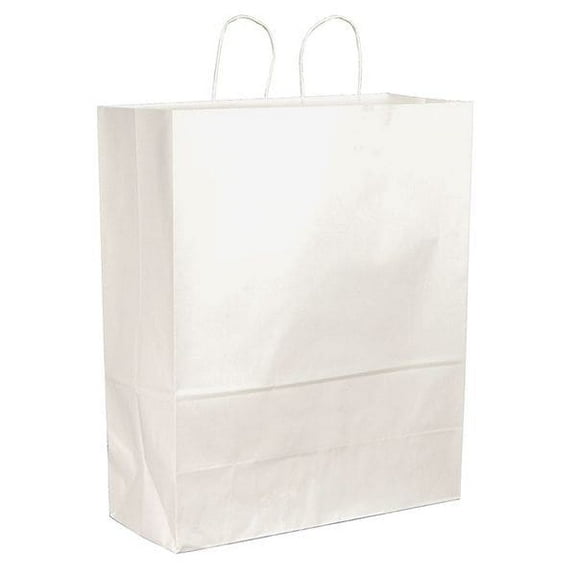 Shopping Bag Flat Bottom, Cargo White, Paper Twist Handles, Pk200