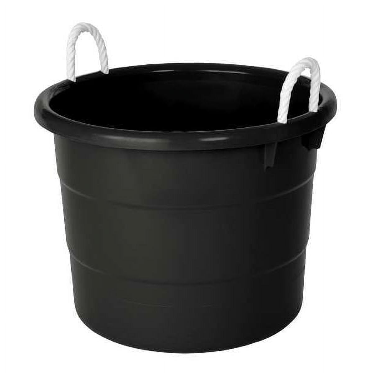 Zoro Select Large Black Storage Tub, 18 Gallon, Round Plastic with