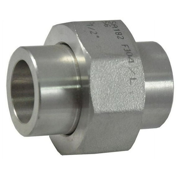 1/2 in Socket Weld Union, 304 Stainless Steel, Class 3000, ASTM A182, MSS SP-83