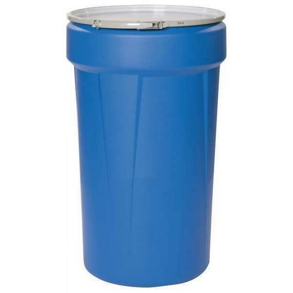 Open Head Transport Drum, Polyethylene, 55 gal, Unlined, Blue