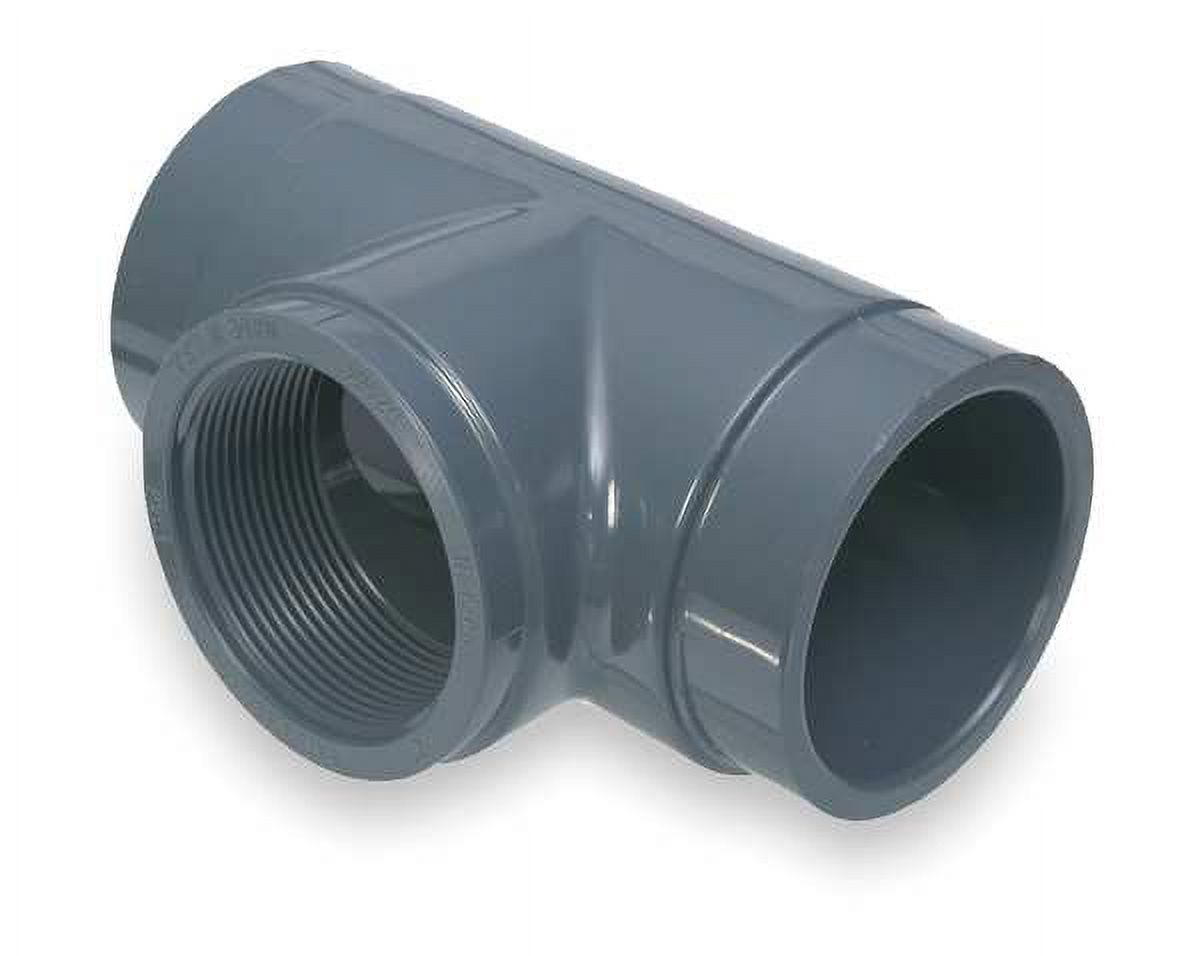 ZoroSelect PVC Tee, Socket x Socket x FNPT, 1/2 in Pipe Size